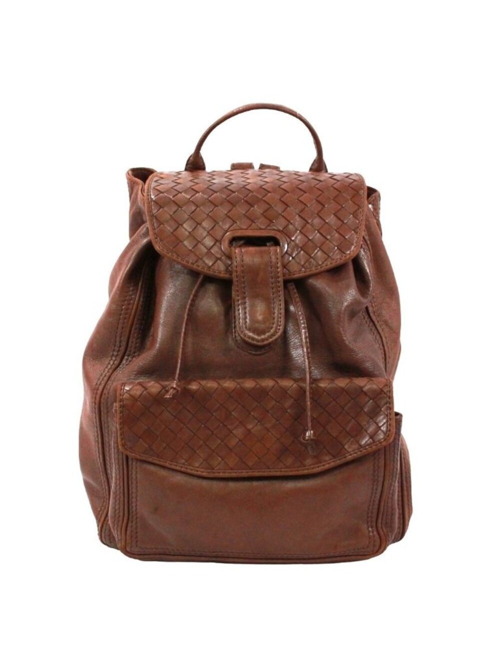 Bottega Veneta Intrecciato Backpack Leather Brown Gold